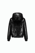 Black velvet puffer jacket